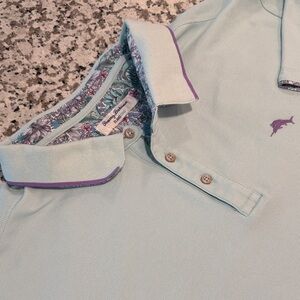 Tommy Bahama Island Zone Polo Aqua Polo with Purple Details 3XLB/3TGG